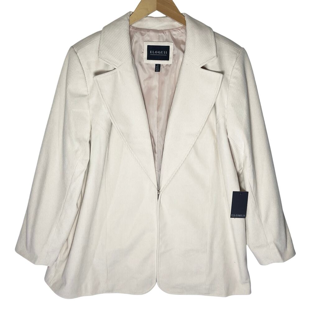 NWT ELOQUII Women’s Cream Notched Lapel Single Closure Blazer size 18